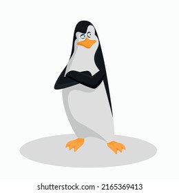 Pingüinos de la pancarta publicitaria de Madagascar lindo diseño de caricatura