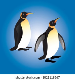 Penguins on blue background isolated icon vector illustration.