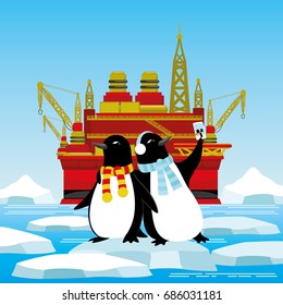 Penguins on the ice floe