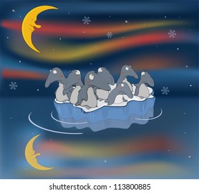 Penguins on an ice floe. Travel
