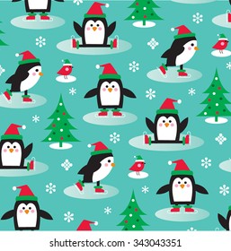 Penguins on ice skates