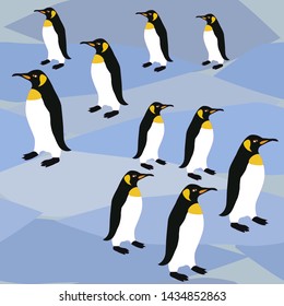 
Penguins on Ice Surface Pattern, King Penguins Winter Repeat Pattern for Textile Design, Fabric Printing, Stationary, Packaging, Wallpaper  or Background
