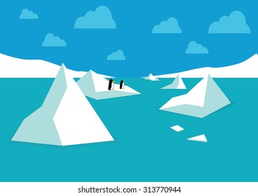 Penguins on an iceberg . Vector