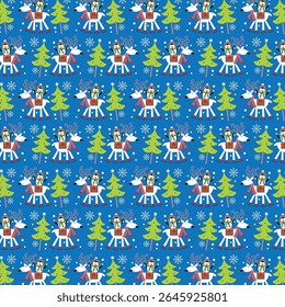 Penguins on Reindeer Christmas Wrapping Paper
