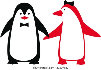 penguins on white background