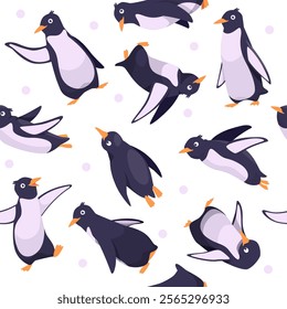 penguins pattern. north pole arctic wild animals seamless background