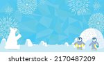Penguins and Polar bear.Cool summer image illustration.