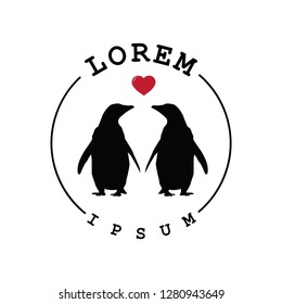 penguins. round framed logo template