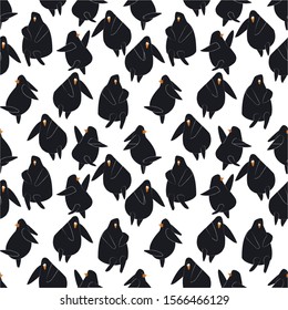 penguins seamless pattern  vector  backgrounds