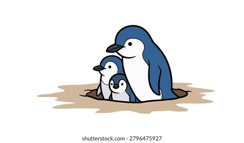 Penguins sitting on nest together
