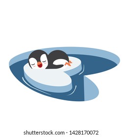 penguins sleep on a piece of iceberg