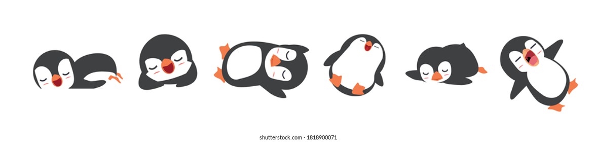 penguins sleeping cartoon Vector Collection 