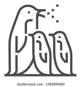 Penguins square line vector icon.