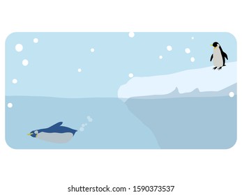 Penguins standing on top of icebergs