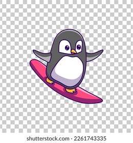 penguins Surfing transparent background vector 