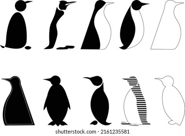 Penguins, vector drawing, 6000x4000 px