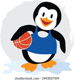 Penguins Vector funny animals Cute animals: forest, farm, domestic, polar in cartoon style.