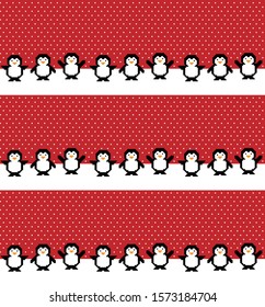 Penguins vector seamless christmas pixel pattern