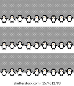 Penguins vector seamless christmas pixel pattern