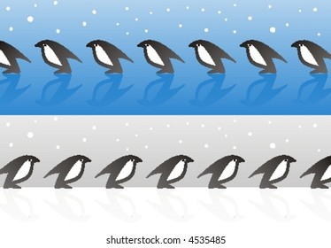 Penguins walking