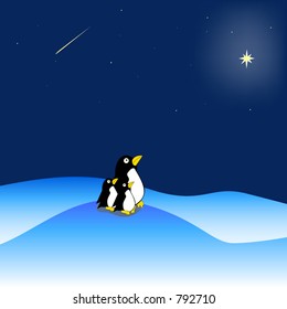 Penguins watching the star