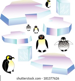 penguins/Create a Penguin scene/Each object is saved on a separate layer. One penguin family is saved with thicker lines for bigger graphics. The small penguins for small graphics, for preference only