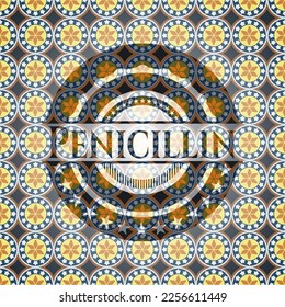 Penicillin arabic badge background. Arabesque decoration. 