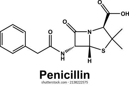 Penicillin Molecule Antibiotic Drug G. Chemical Medical Formula.