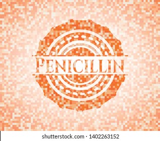 Penicillin orange mosaic emblem with background