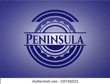 Peninsula emblem with denim texture