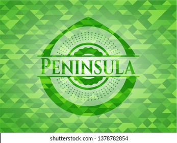 Peninsula green emblem with mosaic ecological style background