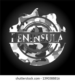 Peninsula grey camouflaged emblem. Vector Illustration.