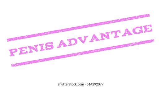 Penis Advantage watermark stamp. Text tag between parallel lines with grunge design style. Rubber seal stamp with scratched texture. Vector violet color ink imprint on a white background.