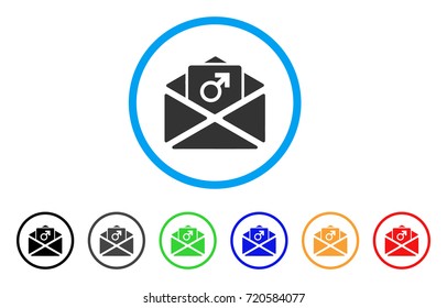 Penis Enhancement Spam rounded icon. Style is a flat penis enhancement spam gray symbol inside light blue circle with black, gray, green, blue, red, orange versions.