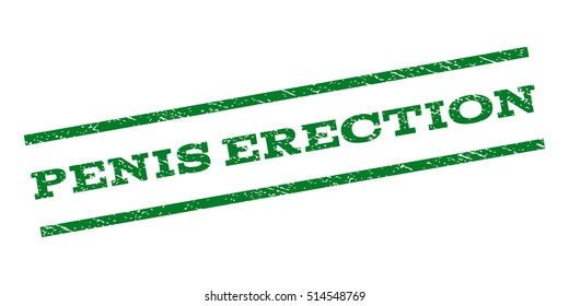 Penis Erection watermark stamp. Text tag between parallel lines with grunge design style. Rubber seal stamp with scratched texture. Vector green color ink imprint on a white background.