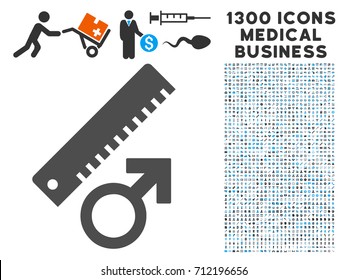 Penis Measure grey vector icon with 1300 medicine commerce icons. Clipart style is flat bicolor light blue and gray pictograms.