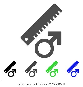 Penis Measure icon. Vector illustration style is a flat iconic penis measure symbol with black, gray, green, blue color versions. Designed for web and software interfaces.