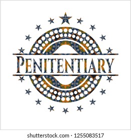 Penitentiary arabic emblem background. Arabesque decoration.