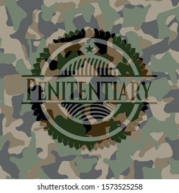 Penitentiary on camouflage texture. Vector Illustration. Detailed.