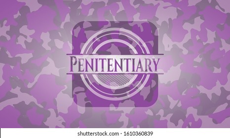 Penitentiary pink on camouflaged pattern. Vector Illustration. Detailed.