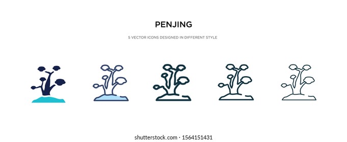 penjing icon in different style vector illustration. two colored and black penjing vector icons designed in filled, outline, line and stroke style can be used for web, mobile, ui