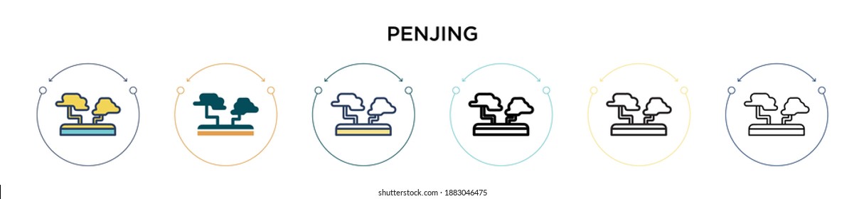 Penjing icon in filled, thin line, outline and stroke style. Vector illustration of two colored and black penjing vector icons designs can be used for mobile, ui, web