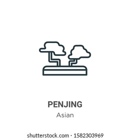 Penjing outline vector icon. Thin line black penjing icon, flat vector simple element illustration from editable asian concept isolated on white background
