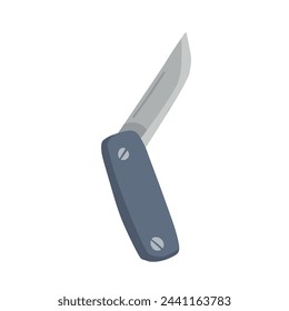 Navaja para acampar o el ejército. Cuchillo compacto. Equipo de hoja de acero inoxidable aislado en blanco