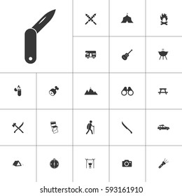 penknife. camping icon set on white background
