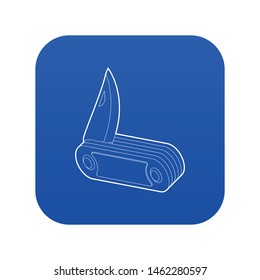 Penknife icon blue vector isolated on white background