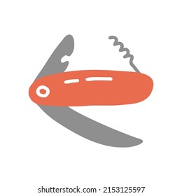 Penknife icon. Hand drawn flat style. Vector illustration.