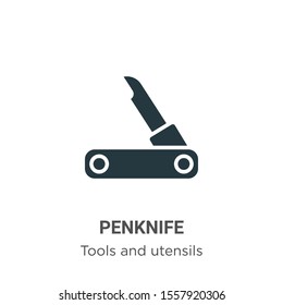 Penknife vector icon on white background. Flat vector penknife icon symbol sign from modern tools and utensils collection for mobile concept and web apps design.