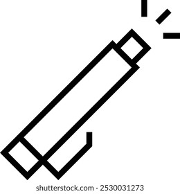Icono de penlight. Diseño de estilo lineal delgado aislado sobre fondo blanco