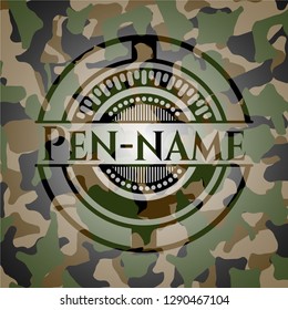 Pen-name on camouflaged pattern